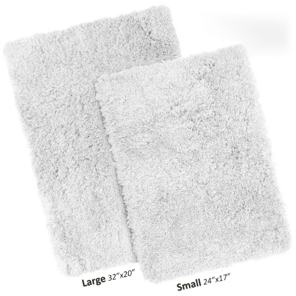 White Shaggy Bath Rug Set – Ultra-Soft Microfiber Non-Slip Bathroom Mat with Rubber Backing (2 or 3-Piece Set)