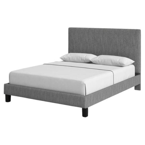 Solid Colored Linen Upholstered Queen Size Standard Bed