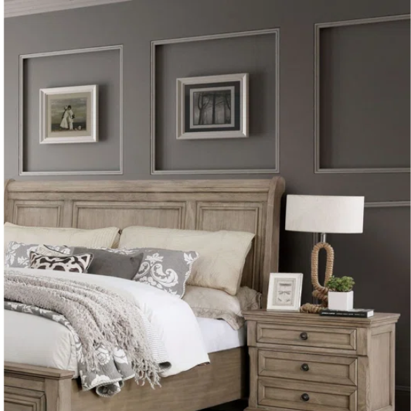 Rustic Farmhouse 3-Piece Queen Bedroom Set in Solid Grey Wood