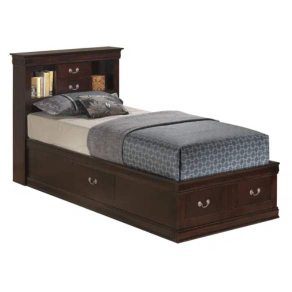 Wooden Bookcase Storage Twin Bed – Space-Saving Design with Stylish Shelving