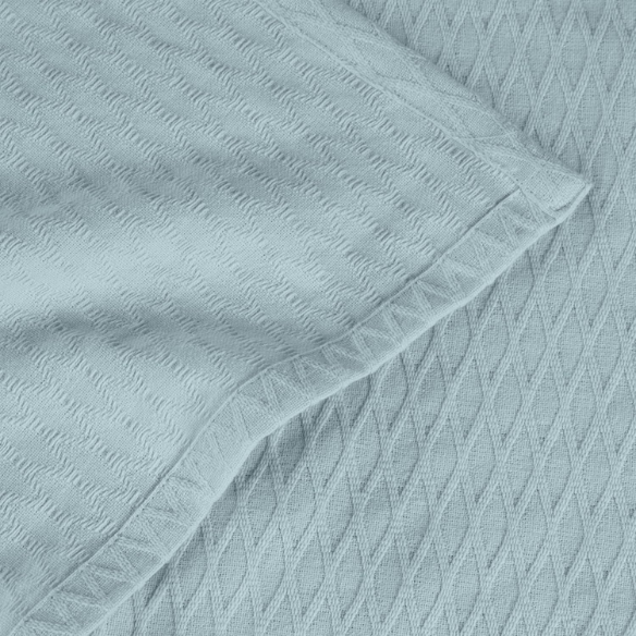 Light Blue Weave Cotton Blanket – Elegant, Soft & Breathable All-Season Comfort