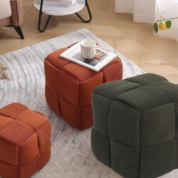 Forest Green Corduroy Ottoman – Stylish and Durable Footrest for Home or Office