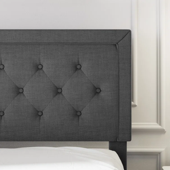 Tufted Upholstered Platform Bed – Full/Double Size with Linen Fabric, Elegant Design for Comfortable Bedrooms