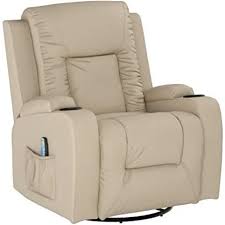 Cream white massage recliner with heating, vibration, and reclining features for ultimate comfort, including 8 massage motors, 4 targeted zones, and remote control.