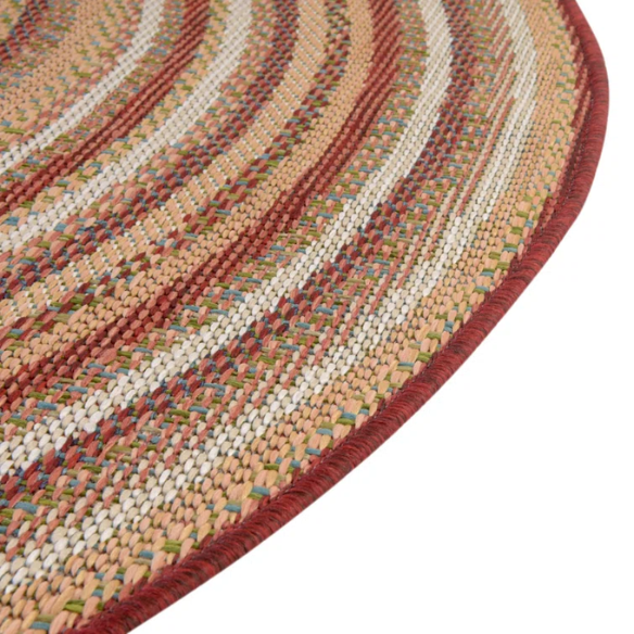 Coastal-Inspired Geometric Rug – Fade & Stain-Resistant, Burgundy,Ivory,Orange,Green,Blue Pattern, Ideal for Indoor/Outdoor Use