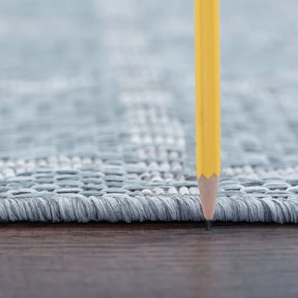 Boho-Inspired Greyish Blue & Ivory Geometric Rug – Fade & Stain-Resistant, Low-Pile, Perfect for High-Traffic Indoor/Outdoor Spaces