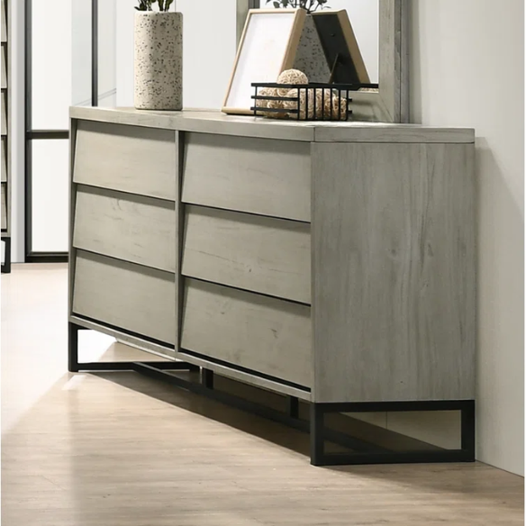 Industrial Mid-Century Modern Platform Bedroom Set with Herringbone Design Headboard – Stylish and Versatile