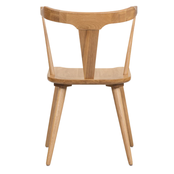 Solid Oak Dining Chair – Mid-Century Modern Splat Back, Tapered Legs, Non-Scratch Feet & Easy Assembly