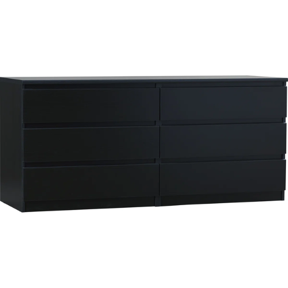 Versatile 60.5" 6-Drawer Double Dresser with Smooth Metal Glides and Clean-Lined Silhouette