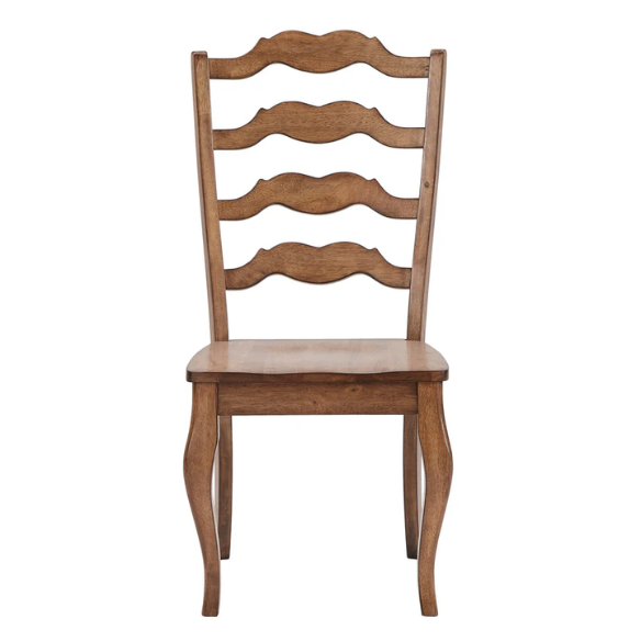 Rustic Ladder Back Solid Wood Dining Chairs (Set of 2) – Farmhouse Style Kitchen or Dining Room Seating
