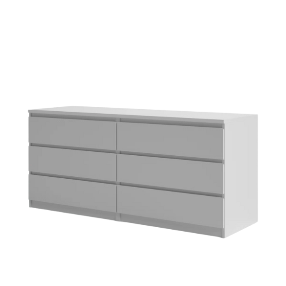 Versatile 60.5" 6-Drawer Double Dresser with Smooth Metal Glides and Clean-Lined Silhouette