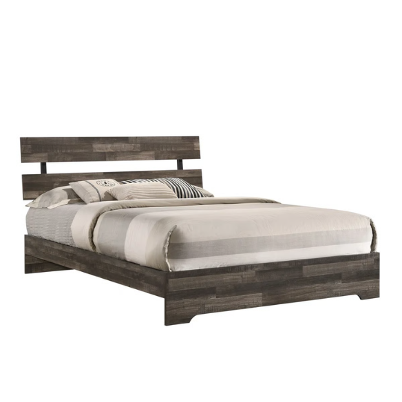 Rustic Gray 6-Piece Stone Platform Bedroom Set with Distressed Wood Finish for a Charming, Modern Look