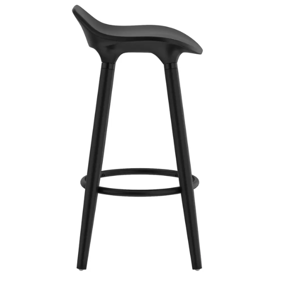 Set of 2 Mid-Century Modern 26" Counter Stools – Stylish ABS Plastic Seat with Wood Accents, Black Finished Legs & Footrest for Contemporary Kitchen or Bar