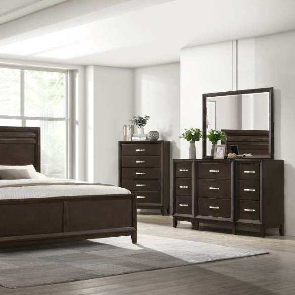 Modern Black 5-Piece Full Double Size Bedroom Set – Sleek Design with Sturdy Construction and Elegant Finishes