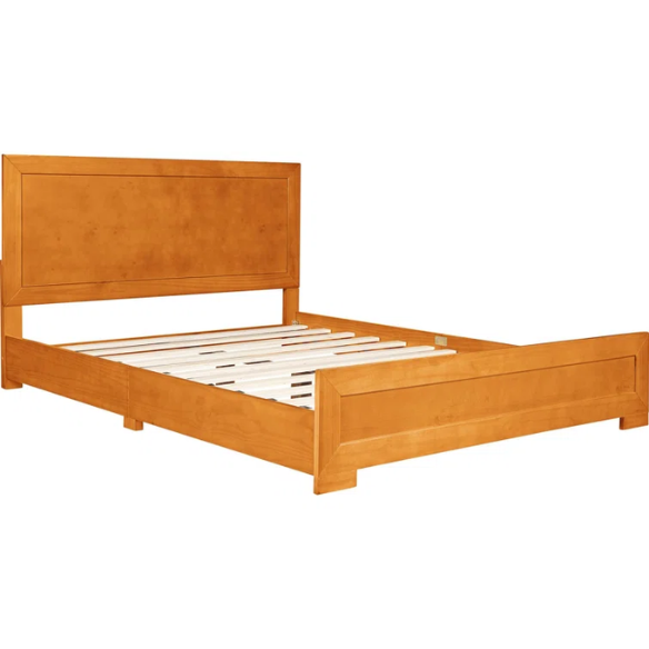 Neutral-Colored Solid Wood Queen Size Low Profile Platform Bed