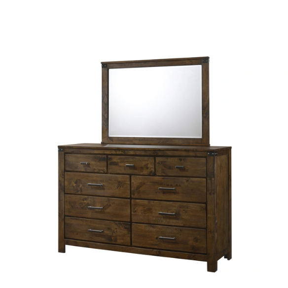 Timeless 6-Piece Brown Rustic Wood Panel Bedroom Set with Modern Design and Inviting Elegance