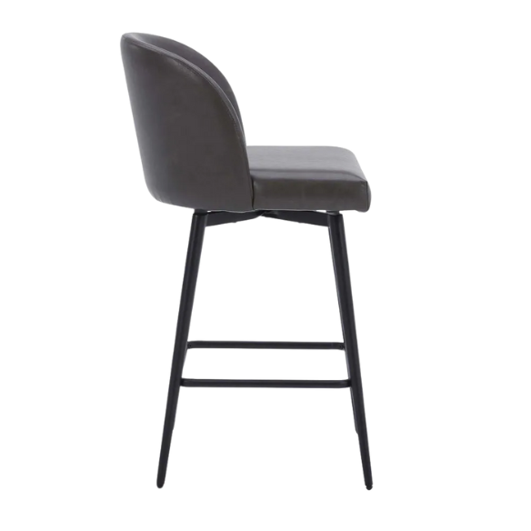 Set of 2 Counter Height Swivel Barstools – Mid-Century Modern Design, Padded Seat with High-Density Foam, 360° Swivel, Sturdy Iron Base, Footrest for Kitchen or Bar