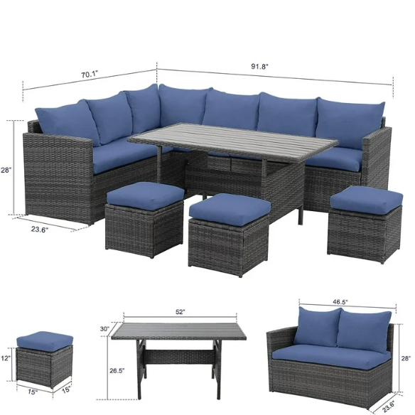 All-Weather Wicker Patio Furniture Set | Stylish Conversation Set with Cushioned Seats and Pillows | Perfect Outdoor Dining Solution
