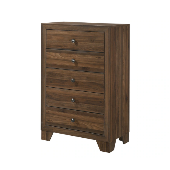 Elegant 5-Piece Cherry Brown Transitional Wood Grain Panel Bedroom Set with Timeless Style and Modern Touch