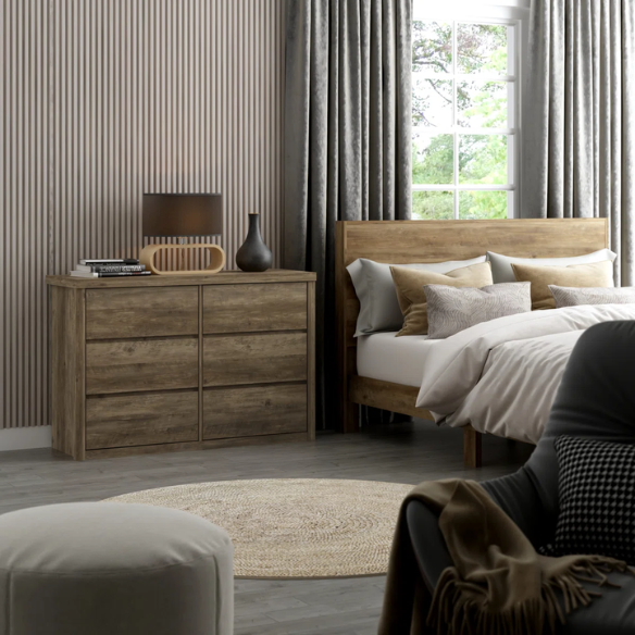 Modern 46.46'' 6-Drawer Double Dresser with Hidden Handles and Wood Grain Finish