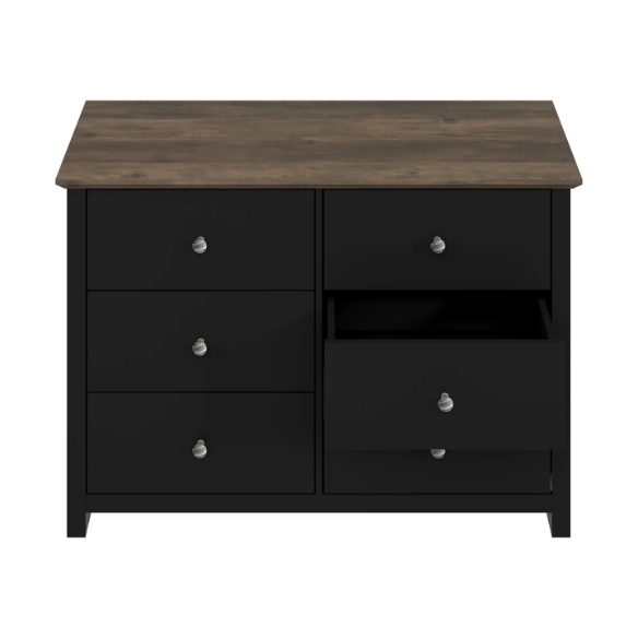 Modern 6-Drawer Double Dresser with Angled Sled Legs and Round Metal Hardware