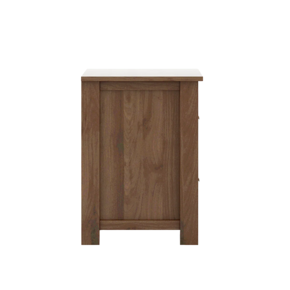 2-Drawer Nightstand – Neutral Engineered Wood, Streamlined Rectangular Design, Four Block Legs, Convenient Storage with Roller-Glide Drawers & Metal Knobs, Perfect for Traditional & Contemporary Bedroom