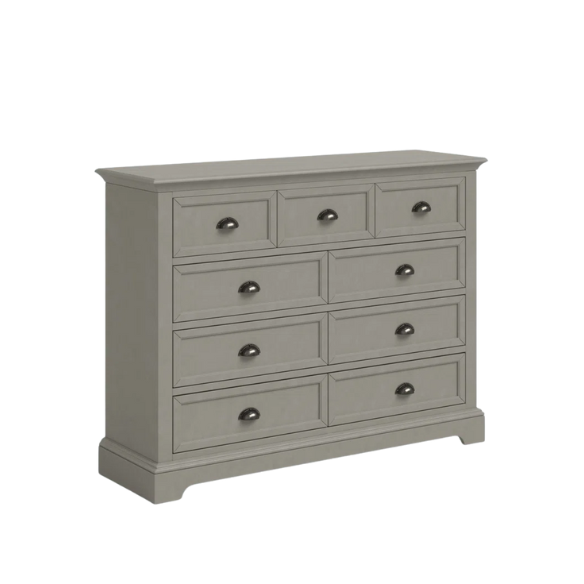 Traditional 9-Drawer Double Dresser with Beveled Edges, Picture Frame-Style Drawers