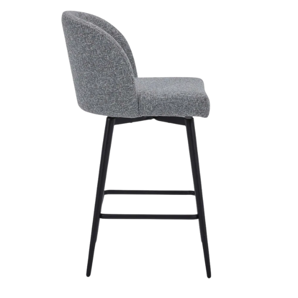 Set of 2 Counter Height Swivel Barstools – Mid-Century Modern Design, Padded Seat with High-Density Foam, 360° Swivel, Sturdy Iron Base, Footrest for Kitchen or Bar