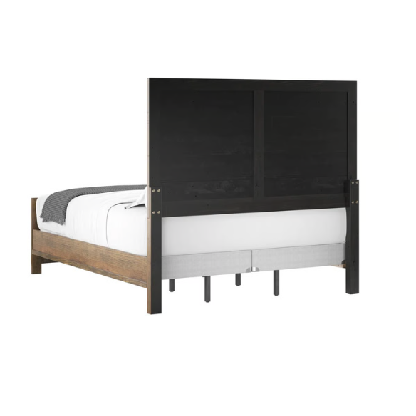 Rugged and Weathered 5-Piece King Bedroom Set – Solid Pine Wood Frame with Dark Brown Finish, Ball-Bearing Glide Drawers, Weathered Steel Hardware, and Ample Storage