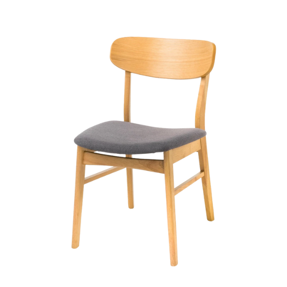 Mid-Century Modern 5-Piece Dining Set – Smooth Wood Finish with Cushioned Fabric Chairs for Comfort & Style