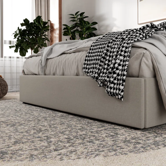 Luxurious Linen Upholstered Hydraulic Lift-Up Storage Platform Bed – Full/Double Size with Sleek Design & Maximized Space