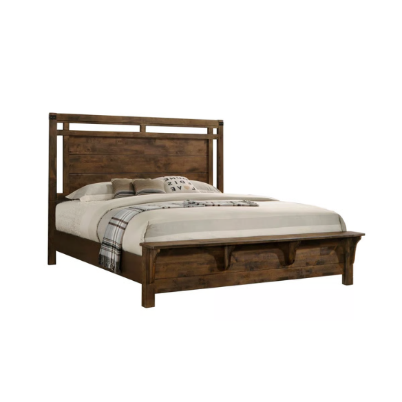Elegant Brown Panel King Bedroom Set with Intricate Headboard and 2 Nightstands for Added Storage