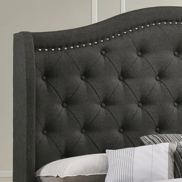 Button Tufted Upholstered Full Double Bed with Panel Headboard Design – Elegant and Comfortable with Premium Upholstery