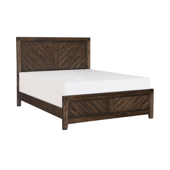 3-Piece Cherry Modern Panel Bedroom Set – Rustic Elegance with V-Matched Planks, Acacia Veneers, and Antiqued Hardware