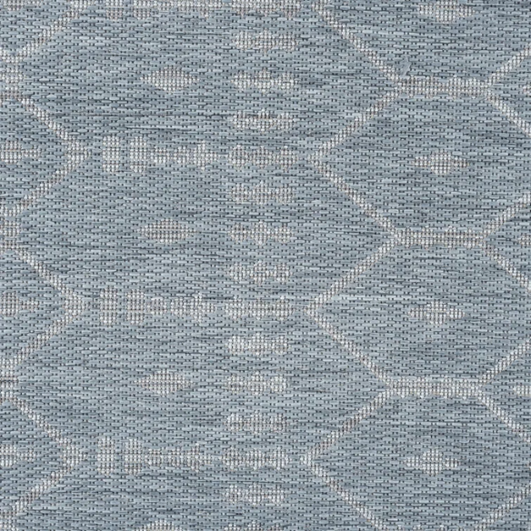 Boho-Inspired Greyish Blue & Ivory Geometric Rug – Fade & Stain-Resistant, Low-Pile, Perfect for High-Traffic Indoor/Outdoor Spaces