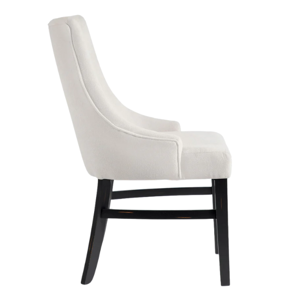 Beige Upholstered Farmhouse Dining Chairs with Black Wooden Legs (Set of 2) – Padded Comfort Seating for Kitchen or Dining Room