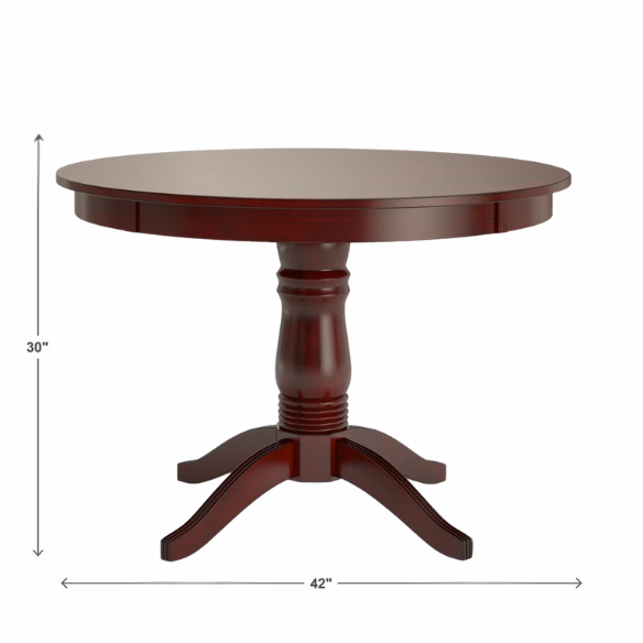 Round Pedestal Base Dining Table – Vintage Farmhouse Style with Distressed Finishes, Compact Design for Small Spaces, Timeless Classic Elegance