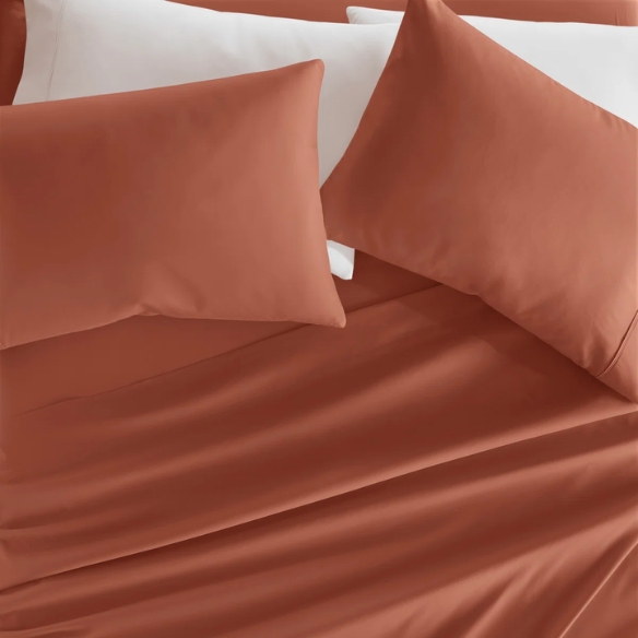 Terracotta Deep Pocket Microfiber Sheet Set – 4-Piece Soft, Wrinkle-Free Bedding with Pillowcases