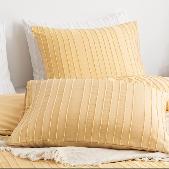 Luxurious Tufted Duvet Cover Set – Queen Size | Striped Textured Boho Bedding | Ultra-Soft Washed Microfiber | 3-Piece Set