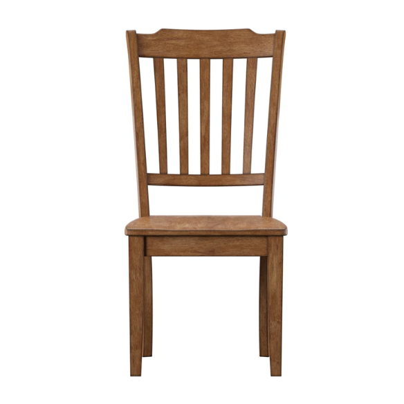 Slat-Back Solid Wood Dining Chairs – Set of 2 Farmhouse Kitchen or Dining Room Chairs