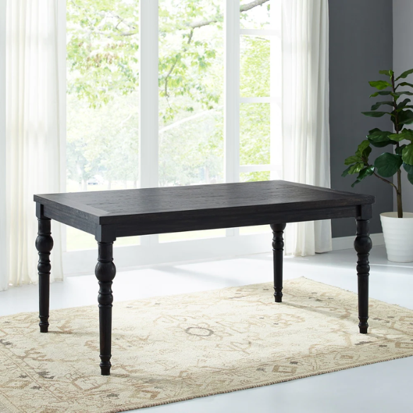 7-Piece Dark-Wash Wood Dining Set with Turned Legs – Classic Traditional Style with Distressed Finish