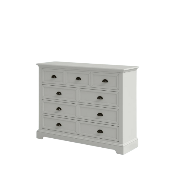 Traditional 9-Drawer Double Dresser with Beveled Edges, Picture Frame-Style Drawers