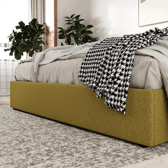 Modern King Size Upholstered Platform Bed with Hydraulic Lift Storage – Sleek Grooved Headboard, Space-Saving Design, and No Box Spring Needed