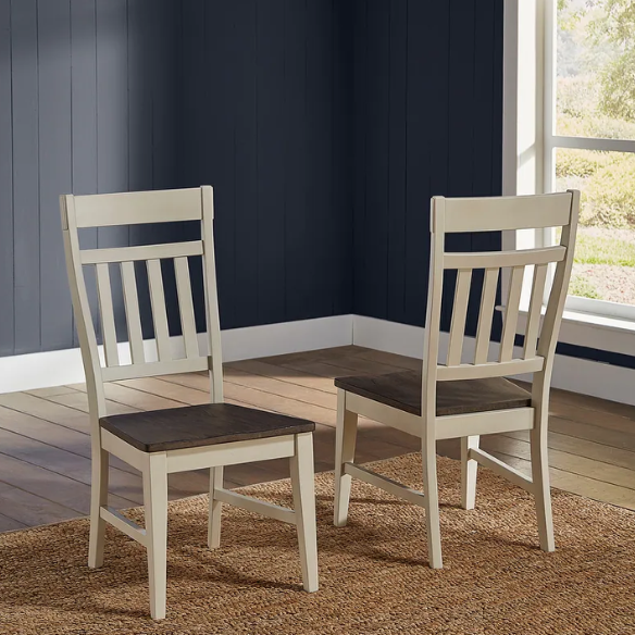 7-Piece Solid Wood Dining Set - Trestle Table with Self-Storing Leaf and Comfortable Side Chairs
