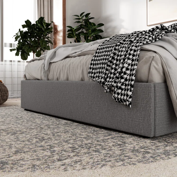 Luxurious Linen Upholstered Hydraulic Lift-Up Storage Platform Bed – Full/Double Size with Sleek Design & Maximized Space