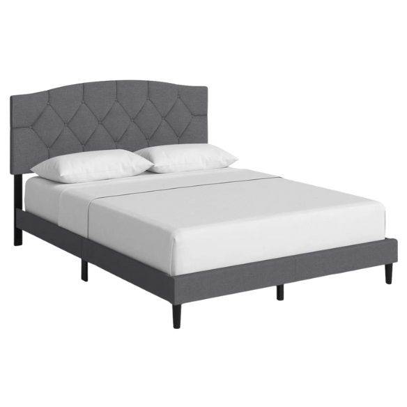 Modern Button-Tufted Queen Size Upholstered Platform Bed with Sleek Design