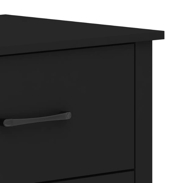 Modern 6-Drawer Double Dresser with Flared Feet and Sleek Black Metal Handles