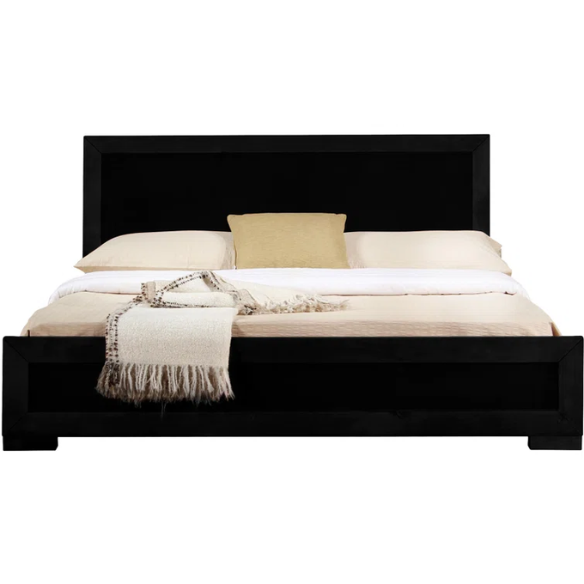 Neutral-Colored Solid Wood Queen Size Low Profile Platform Bed