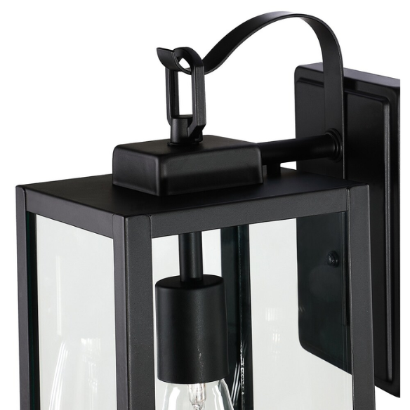 1-Light Outdoor Matte Black Wall Sconce – Durable Die-Cast Aluminum with Clear Glass Panels, Weather-Resistant, Anti-Rust, and Anti-Corrosion for Year-Round Use