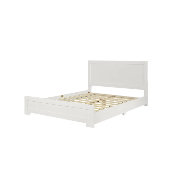 Neutral-Colored Solid Wood Queen Size Low Profile Platform Bed